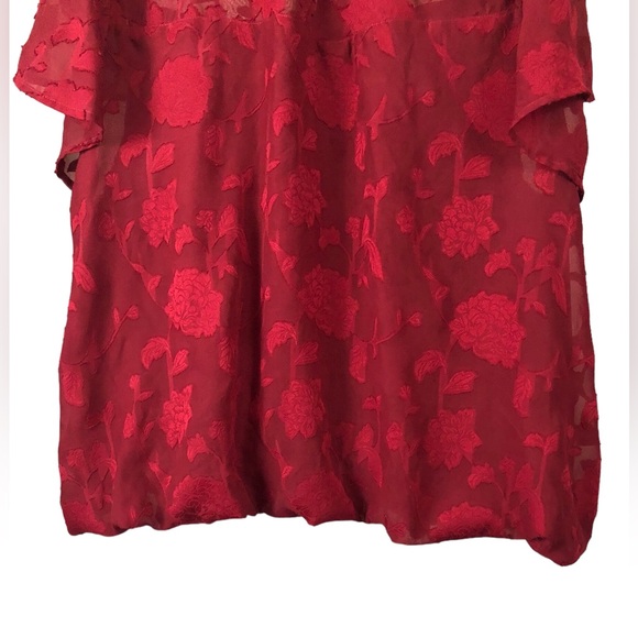 TOP - Women's Torrid Red Chiffon Floral Flutter Sleeve Bubble Hem Top. Size 3X. - Picture 9 of 16